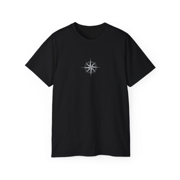 Black T-shirt featuring 'No Bad Days Club' logo, with a vibrant graphic of a beach scene including surfboards, the sea, and a bright sun, displayed on a plain background